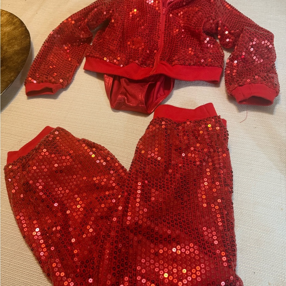 Balera Red Sequin Dance Costume Set